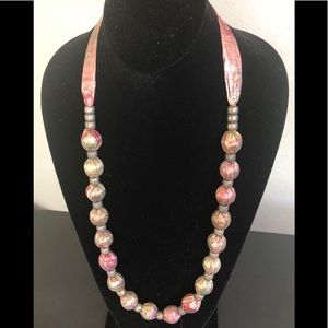 Silk covered beaded necklace brand new